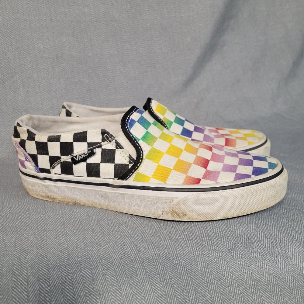 Checkered Vans slipons, Women size 6
